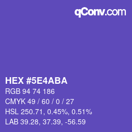 カラーコード: HEX #5E4ABA | qconv.com