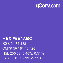 カラーコード: HEX #5E4ABC | qconv.com