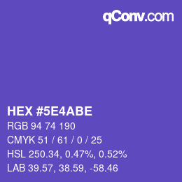 Farbcode: HEX #5E4ABE | qconv.com