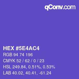 カラーコード: HEX #5E4AC4 | qconv.com