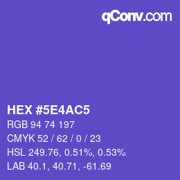 カラーコード: HEX #5E4AC5 | qconv.com