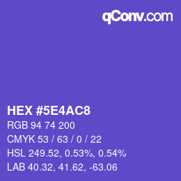 Farbcode: HEX #5E4AC8 | qconv.com