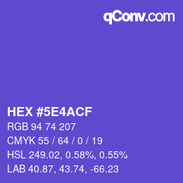 カラーコード: HEX #5E4ACF | qconv.com