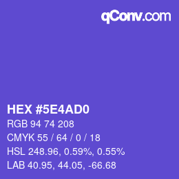 カラーコード: HEX #5E4AD0 | qconv.com
