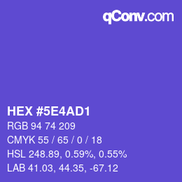カラーコード: HEX #5E4AD1 | qconv.com