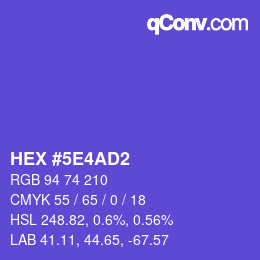Farbcode: HEX #5E4AD2 | qconv.com