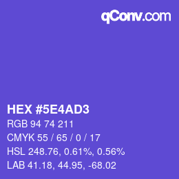 カラーコード: HEX #5E4AD3 | qconv.com