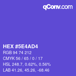 カラーコード: HEX #5E4AD4 | qconv.com