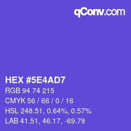 カラーコード: HEX #5E4AD7 | qconv.com