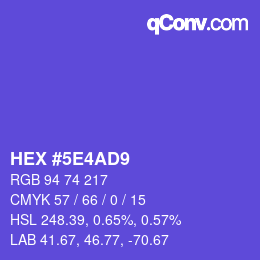 カラーコード: HEX #5E4AD9 | qconv.com