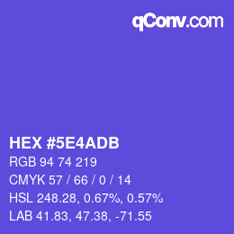 カラーコード: HEX #5E4ADB | qconv.com