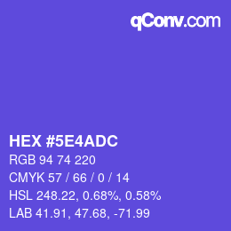 Farbcode: HEX #5E4ADC | qconv.com