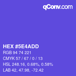 Color code: HEX #5E4ADD | qconv.com