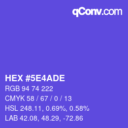 颜色代码: HEX #5E4ADE | qconv.com
