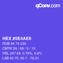 Código de color: HEX #5E4AE6 | qconv.com