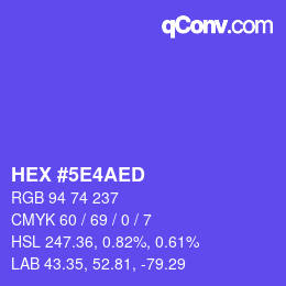 カラーコード: HEX #5E4AED | qconv.com