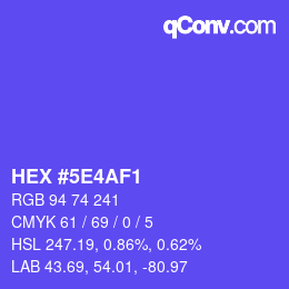 カラーコード: HEX #5E4AF1 | qconv.com