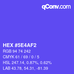 Color code: HEX #5E4AF2 | qconv.com