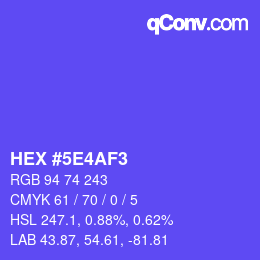 颜色代码: HEX #5E4AF3 | qconv.com