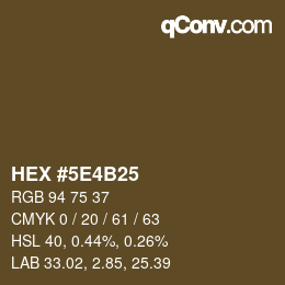 Color code: HEX #5E4B25 | qconv.com