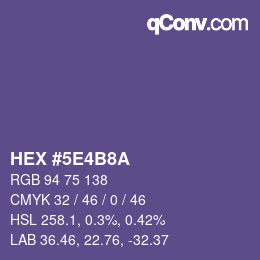 Color code: HEX #5E4B8A | qconv.com
