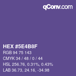 カラーコード: HEX #5E4B8F | qconv.com