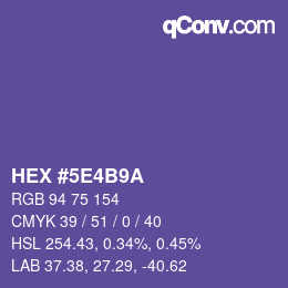 カラーコード: HEX #5E4B9A | qconv.com