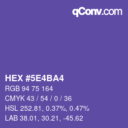 Farbcode: HEX #5E4BA4 | qconv.com