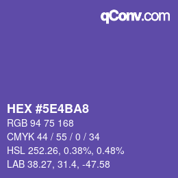 Color code: HEX #5E4BA8 | qconv.com