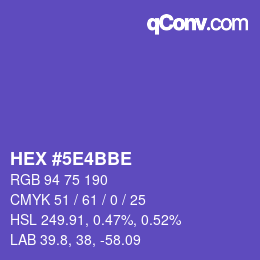 Color code: HEX #5E4BBE | qconv.com