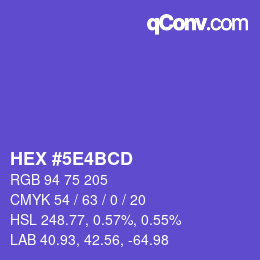 Farbcode: HEX #5E4BCD | qconv.com