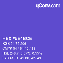 颜色代码: HEX #5E4BCE | qconv.com