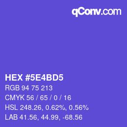 カラーコード: HEX #5E4BD5 | qconv.com