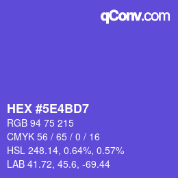 カラーコード: HEX #5E4BD7 | qconv.com