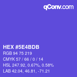 Code couleur: HEX #5E4BDB | qconv.com