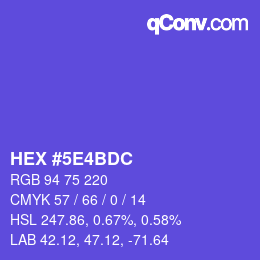 Color code: HEX #5E4BDC | qconv.com