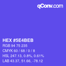カラーコード: HEX #5E4BEB | qconv.com