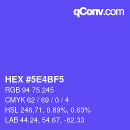 カラーコード: HEX #5E4BF5 | qconv.com