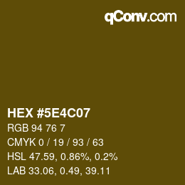 カラーコード: HEX #5E4C07 | qconv.com