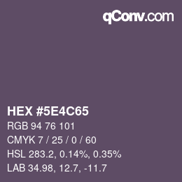 Color code: HEX #5E4C65 | qconv.com