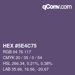 Farbcode: HEX #5E4C75 | qconv.com