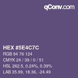 Color code: HEX #5E4C7C | qconv.com