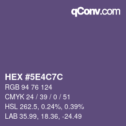 カラーコード: HEX #5E4C7C | qconv.com