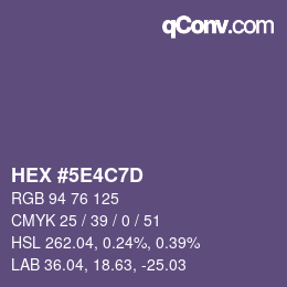 Color code: HEX #5E4C7D | qconv.com