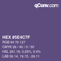 Color code: HEX #5E4C7F | qconv.com