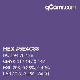 Color code: HEX #5E4C88 | qconv.com