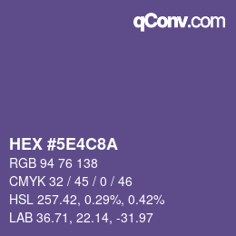 Color code: HEX #5E4C8A | qconv.com