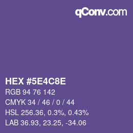 Color code: HEX #5E4C8E | qconv.com