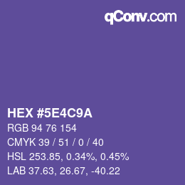 Color code: HEX #5E4C9A | qconv.com