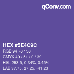 Code couleur: HEX #5E4C9C | qconv.com